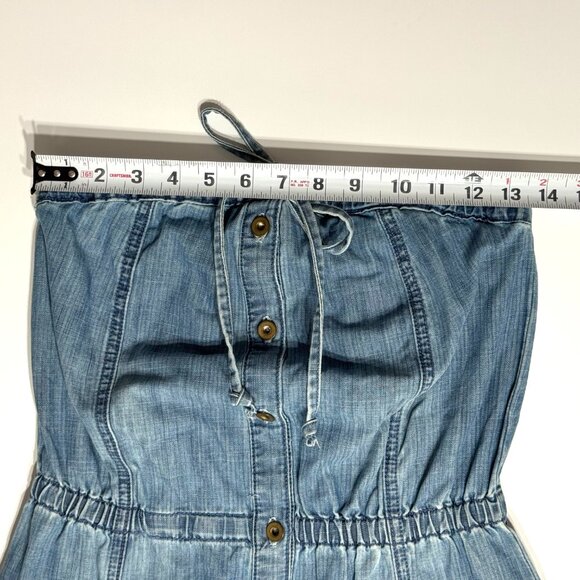 Levis Jeans Y2K Denim Strapless Dress Elastic Waist Western Country Cowgirl - Picture 7 of 11